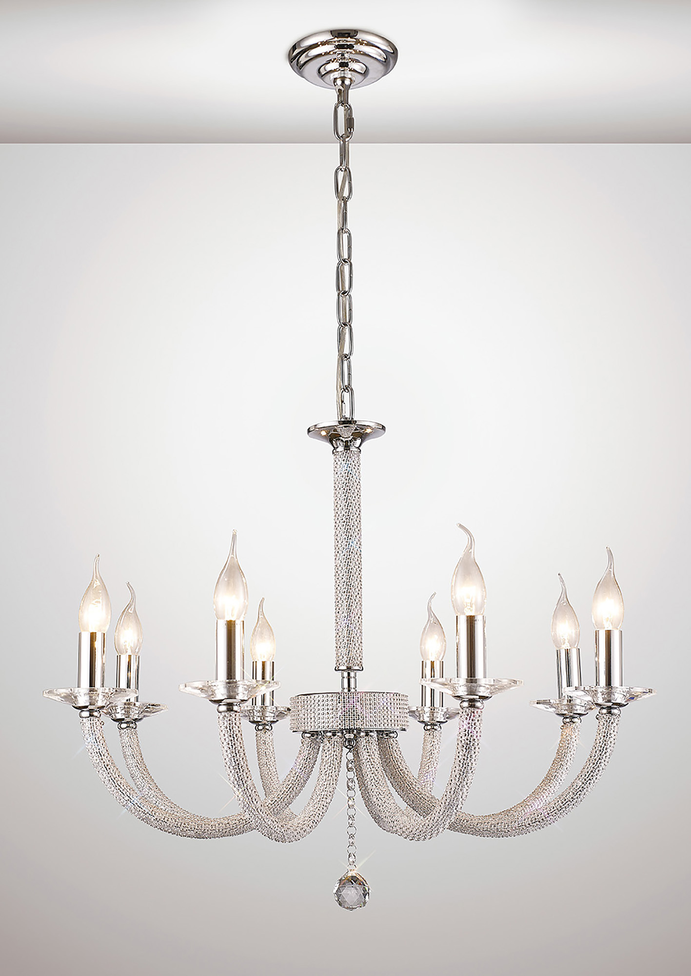 IL30518  Elena Crystal Pendant 8 Light Polished Chrome